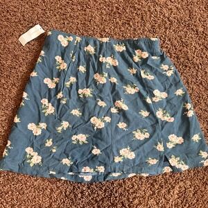 American Eagle Floral Mini Skirt‎ Cottagecore High Waisted Blue Size Small NWT
